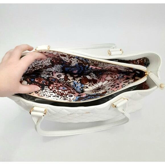 Vera Bradley Emma Satchel Quilted Leather Shoulder Bag White Pebble Leather NWOT - Picture 11 of 15